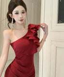 【2色】ロングドレス キャバドレス セクシー ワンショルダー ボディコン スリット入り パーティー JC2-DD3959