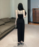 【3色】ロングドレス キャバドレス セクシー 上品 Vネック バイカラー バイカラー タイト パーティードレス JC2-DD6300