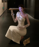 【2色】ロングドレス キャバドレス セクシー フレンチ ドレープ 切替 ワンショルダー ワンショルダー エレガント パーティー JC2-XHY918518