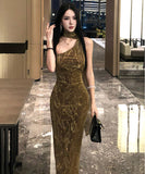 Lady's coco ロングドレス キャバドレス セクシー ワンショルダー タイト フレンチレトロ ワンショルダー パーティー JC2-XHY919311