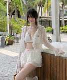 【3点セット】水着 ビキニ スカートビキニ ガーリー ティアードスカート 温泉 リゾート ビーチ JC7-DP-A23034