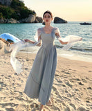 ロングドレス キャバドレス エレガント フレンチ チュール レースアップ リボン 写真映え リゾート JC2-MK-T-157A-8329