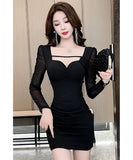 ミニドレス キャバドレス セクシー メッシュ ボディコン フィット感抜群 クラブ カジュアル JC2-JX5690