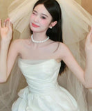 ミニドレス キャバドレス パーティードレス  フレンチ 花嫁 サテン ベアトップ ボリュームスカート 上品 エンゲージメント バースデー JC2-JSXA848