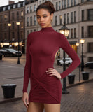 ミニドレス キャバドレス セクシー タイトワンピース 背中あき 長袖 バックオープン スリムフィット ミニ丈 LW2-YSQYDFG1960