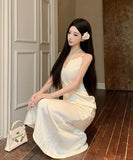 Lady's coco ロングドレス キャバドレス セクシー サテン Vネック ストラップ おしゃれ きれいめ  お腹カバー JC2-CD7-349-5560720