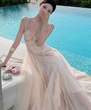 ロングドレス キャバドレス セクシー ガーリー フレンチスタイル チュール コルセット風 レース 刺繍 キャミソール フリル JC2-XHY915239