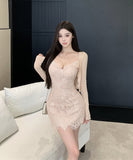 【2点セット】ミニドレス キャバドレス 清楚セクシー レース キャミワンピ ボディコン カーディガン 大人可愛い JC2-XKDD445-2590-Oct10