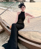 ロングドレス キャバドレス セクシー ホルターネック ボディコン チュール 細見え シースルー パーティー JC2-CD6-157-83220550