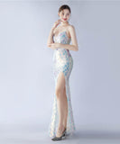 【8色】ロングドレス キラキラ パーティードレス ワンーショルダー お姫様 誕生日 演奏会 イベント宴会 WQ2-YEY31228#