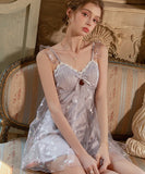 【2色】ルームウェア ランジェリー セクシー スウィート系 バタフライ刺繍 チュール サテン 谷間メイク バックオープン JC8-GR5261