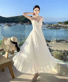 ロングドレス キャバドレス セクシー フレンチ ピュア レース切替 Vネック キャミソール ドレープ エアリー ボリューム感 JC2-XHY918830