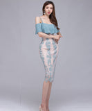 膝丈ドレス フリル 名媛風 セクシー 通勤 花柄 気質 レース 着痩せ YH2-ZED883973A71