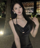 ミニドレス キャバドレス セクシー ドレープネック スパンコール キャミワンピ フェミニン 細見え クラブ 指名 JC2-DD3884