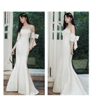 ロングドレス キャバドレス パーティードレス ホワイト ベアトップ マーメイドライン エンゲージメント バースデー パーティー JC2-AYL111001