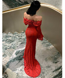 【2色】ロングドレス キャバドレス セクシー フレンチスタイル オフショルダー エレガント ウエストマーク 細見え パーティー バースデー JC2-XHY919202