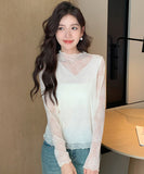 【2色】トップス レディース セクシー レースインナー 長袖 レーストップス シアー プラスサイズ デートコーデ 通勤 JC1-JW8896GT622