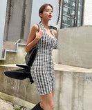 ミニドレス キャバドレス セクシー チェック柄 Vネック おしゃれ YH2-ZED2849-453