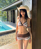 水着 ビキニ セクシー ストライプ柄 小胸さん向け 谷間メイク ギャル風 体型カバー 細見え  温泉 リゾート ビーチ JC7-YQ-57445SN