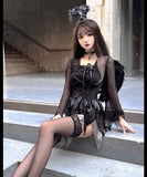 【5点セット】 セクシー コスプレ ハロウィン ブラックエンジェル＆デビル風 ダークゴシック風 コスチューム 制服パーティー JC2-XJ1831