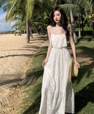 サンドレス ロングドレス ハワイ 着痩せ セクシー 海辺 レース 可愛い YH2-QJ-9397