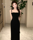 ロングドレス キャバドレス エレガント フレンチ キャミワンピ 立体フラワーモチーフ スリット入り パーティー JC2-WDS5611