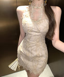 Lady's coco ミニドレス キャバドレス セクシーギャル  きれいめ モダンチャイナードレス ボディコン レース JC2-ZED882627DXH437A