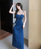 膝丈ドレス キャバドレス デニム セクシー 着痩せ おしゃれ 通勤 YH2-ZED882310GT510