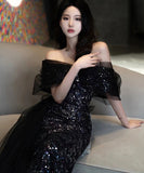 ロングドレス キャバドレス パーティードレス マーメイド フレンチ 上品 オフショルダー イブニングドレス パーティー JC2-MLB232136