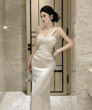 ロングドレス キャバドレス セクシー 上品 ワンショルダー チェーンデザイン 肩見せ ドレープ パーティー JC2-ZED888743DXH238A