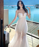 ロングドレス キャバドレス セクシー プリーツ キャミソール エアリー 清楚感 バックオープン デイリー使い 指名 JC2-XHY9304