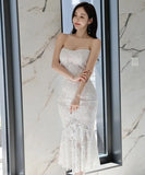 膝丈ドレス キャバドレス レース オフショルダー 気質 着痩せ セクシー おしゃれ YH2-ZED882728BH506