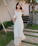 サンドレス ワンピース ロングドレス レース おしゃれ 海辺 気質 YH2-QJ8320