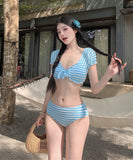【3点セット】水着 ビキニ セクシー ニット ストライプ ホルターネック 小胸さん向け 写真映え 温泉 リゾート JC7-DP-A22986