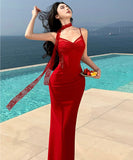 Lady's coco ロングドレス キャバドレス セクシー レース切り替え キャミソール タイト スリムフィット パーティー JC2-CD6-143-71990620