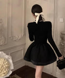 ミニドレス キャバドレス かわいい ふんわりシルエット フレンチムード ハイネック デート 通勤 お呼ばれコーデ JC2-XHY918113