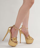ハイヒール ビジューサンダル フラワーモチーフ プラットフォーム パーティーシューズ ナイトシーン ウェディング JC5-JLGMY-9966-283