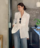 【2色】トップス レディース エレガント 韓国風 バックリボン ブラウス 長袖 無地 シャツ 出勤 デート お出かけ JC1-JW8339XJMB089