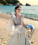 ロングドレス キャバドレス エレガント フレンチ チュール レースアップ リボン 写真映え リゾート JC2-MK-T-157A-8329