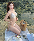 【3点セット】水着 ビキニ セクシー 韓国風 チェリー柄 ギャル系 レースアップ 温泉 リゾート 細見え JC7-DP-A23012