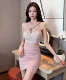 【3色】ミニドレス キャバドレス セクシー ギャル系 バックオープン シャーリング 着痩せ ボディコン 指名 JC2-YM8901