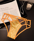 下着 サテンレース ショーツ 透け感 細ストラップ セクシー 三角ショーツ  綿100%のクロッチャー付き LW2-RS61-70d