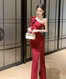 【2色】ロングドレス キャバドレス セクシー ワンショルダー ボディコン スリット入り パーティー JC2-DD3959