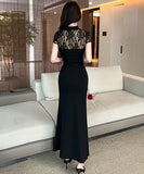 ロングドレス セクシー 谷間露出 気質 セレブ風 脚長効果 キャバドレス YH2-DD6628