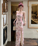 ロングドレス キャバドレス フリル 蝶柄 セクシー オフショルダー YH2-ZED889117DXH343B