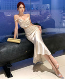 ロングドレス キャバドレス セクシー ドレープネック レース切り替え キャミワンピ ギャザー 着痩せ サテン バースデー パーティー JC2-XHY919336