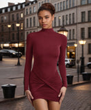 ミニドレス キャバドレス セクシー タイトワンピース 背中あき 長袖 バックオープン スリムフィット ミニ丈 LW2-YSQYDFG1960