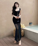 Lady's coco ロングドレス キャバドレス セクシー バックレス キャミワンピ きれいめ タイト プリーツ パーティー 二次会 JC2-XHY917009