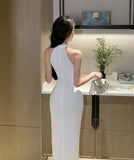 膝丈ドレス オフショルダー フリル 透け感 エレガント party セクシー おしゃれ XH2-ZED885483DXH449