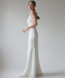 【2色】ロングドレス キャバドレス パーティードレス シンプル フィット感 上品 リボン キャミソール ホルターネック バースデー パーティー JC2-JSXA868